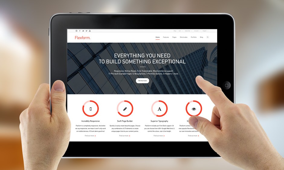 Flexform WordPress Theme on iPad