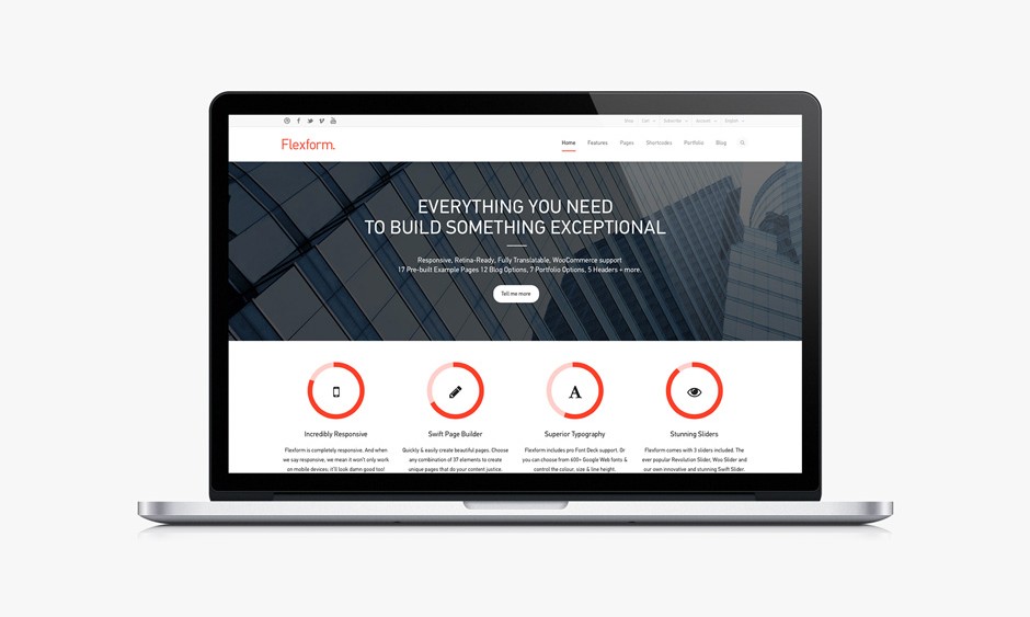 Flexform WordPress Theme on Desktop